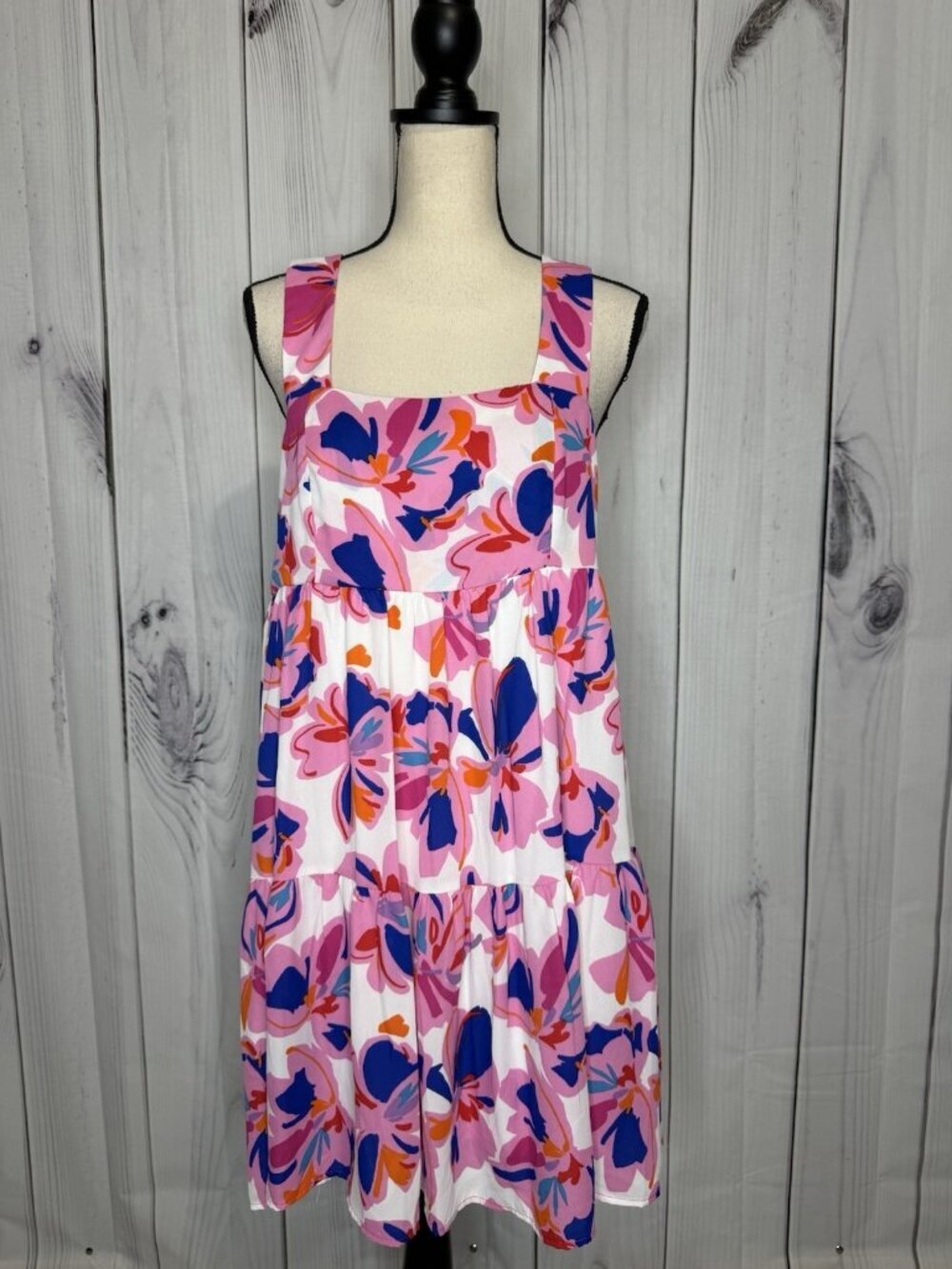 Adrienne Women’s Sz L Pastel Midi Dress Sleeveless Smocked Back